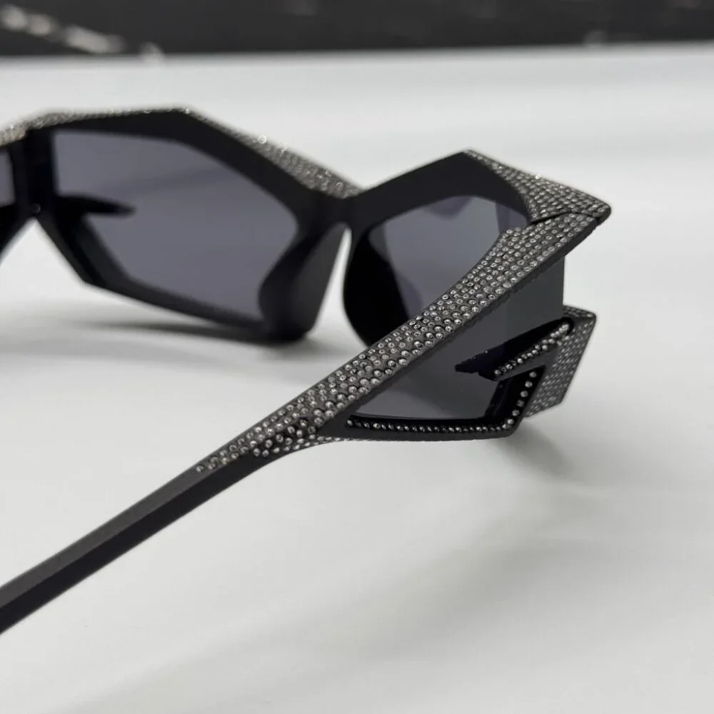 NEW GV40082I 02A GIVENCHY MATTE BLACK WITH STONES WOMEN GIVENCHY SUNGLASSES - Picture 8 of 12